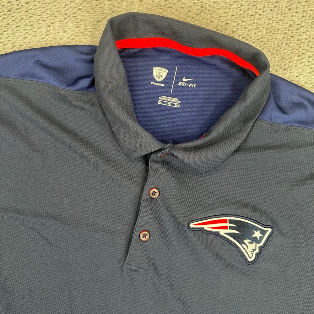 New England Patriots Nike Polo Shirt Mens XXL Navy Blue NFL Dri-FIT Training